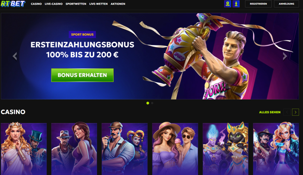 RTBet Startseite