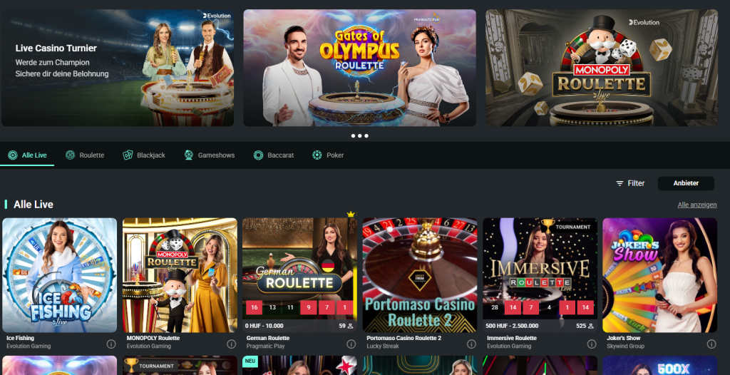 1bet Live-Spiele