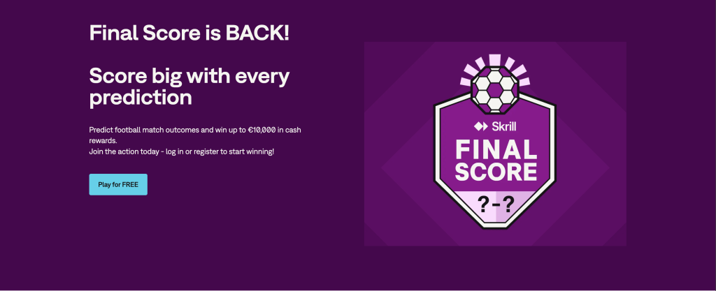 Skrill Final Score: Fussball-Tippspiel im Skrill-Konto